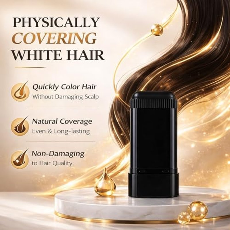2-in-1 Hair Color Stick & Comb - Waterproof Root Touch-Up (Black)