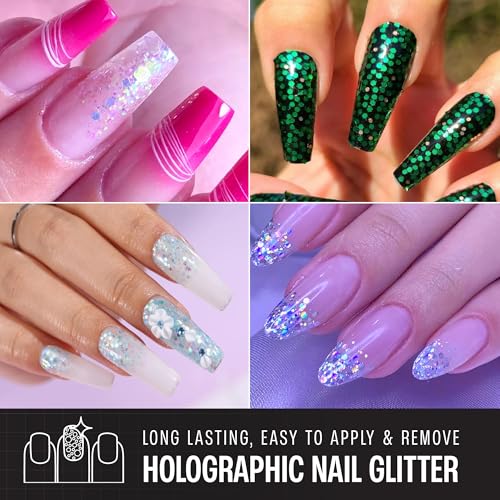 32 Pack Chunky Mix Holographic Glitter - Face Glitter, Nail Glitter, Chunky Fine Glitter, Craft Glitter for Crafts, Makeup & Body, Festival Chunky Glitter, Cosmetic Grade
