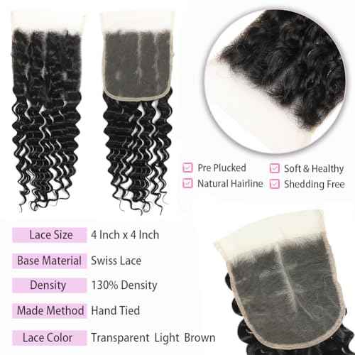 Water Wave Bundles Human Hair (10 12 14 Inch) 100% Unprocessed Brazilian Virgin Human Hair Curly Bundle For Black Women Wet and Wavy Double Weft 3 Bundles Natural Black
