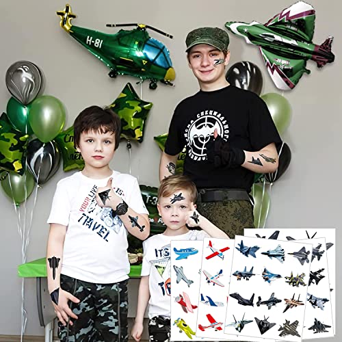 Fighter Jet Temporary Tattoos for Kids - 20 Sheets