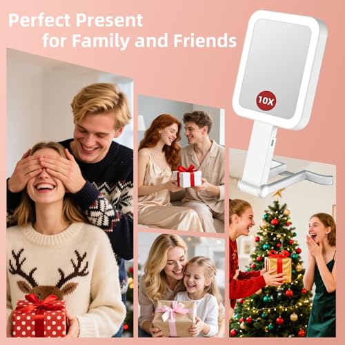 GioeDa Travel Makeup Mirror with Lights 10X Magnifying