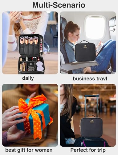 Relavel Travel Makeup Case Organizer with Adjustable Dividers