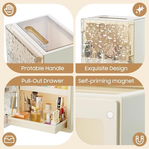 Makeup Organizer,Skincare Organizer with Drawers and Transparent Cover,Large Cosmetic Display Case for Vanity Organizer and Bathroom Countertop Storage.