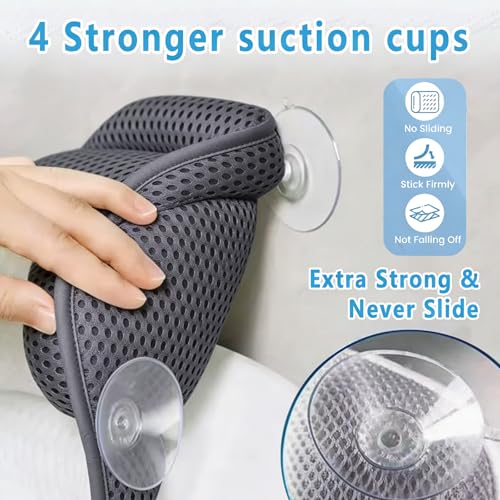 Luxury Bath Pillow with 4D Air Mesh & Suction Cups - Neck Support