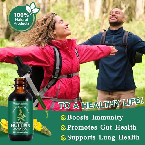 Mullein Leaf Extract Drops for Lungs - Breathing Support Supplement