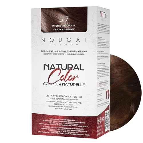 NOUGAT Intense Chocolate Permanent Hair Color Kit - 100% Gray Coverage, Ammonia Free & PPD Free for Sensitive Scalp - 3-in-1 Color, Repair & Nourish System with Anti-Aging Hair Mask & Essence