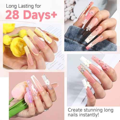 UNA GELLA Long Square Gel Nail Tips XXL: Pre shaped Full Cover Gel Tapered Square Straight Nail Tips 120PCS for Fake False Nails Extensions 12 Sizes DIY Press On Nails No Need File