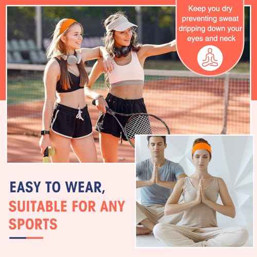 Hotop 20 Pcs Sport Stretchy Headbands for Girls Women Non Slip Soft Fabric Elastic Headband Bulk for Yoga DIY Team Gifts