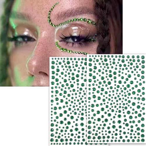 Green Crystal Face Gems - 700pcs Self Adhesive Rhinestones