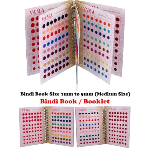 VAMA Premium Velvet Bindi Book - 504 Multicolor Medium Bindis
