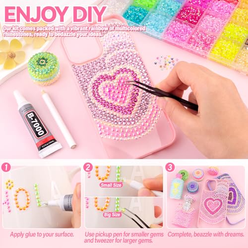 40000Pcs Resin Rhinestones for Bedazzling Kit, 2 Boxes Multicolor 3mm