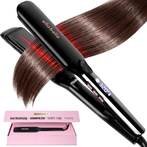 Ella Bella Titanium Flat Iron Hair Straightener 1.8 Inch Plate Infrared Black