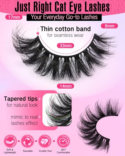 JIMIRE Mink Lashes 16MM Cat Eye D-Curly 7 Pairs Pack