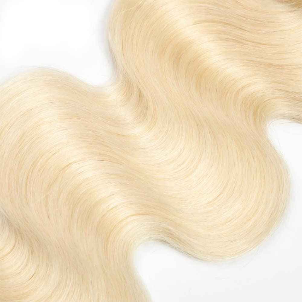 613 Body Wave Bundle Honey Blonde Human Hair 3 Bundles 100% Unprocessed Virgin Brazilian Double Weft Hair Extensions Blonde Color 8 10 12 Inch For Women