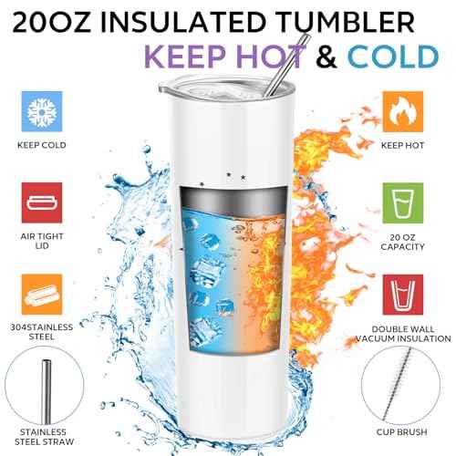 Junkin 3 Pcs Christmas Gymnastics Gifts for Women Include Stainless Steel Tumbler with Straw Makeup Bag Elastics Hair Ties for Gymnastics Lover(Purple)