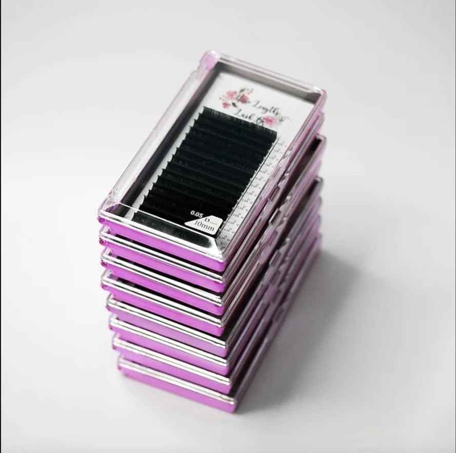 New Lengths Lash Co. Single Lengths Tays - D Curl, Ultra Black, 16 Rows, Professional Use, Classic and Volume Eyelash Extensions (11mm / 0.03mm)