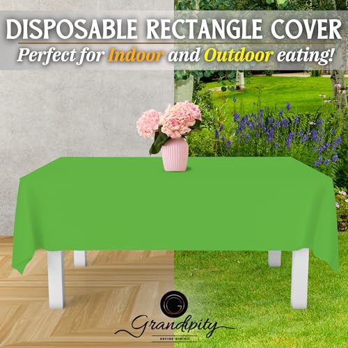 Grandipity Lime Green 12 Pack Premium Disposable Plastic Tablecloth 54 Inch. x 108 Inch. Decorative Rectangle Table Cover