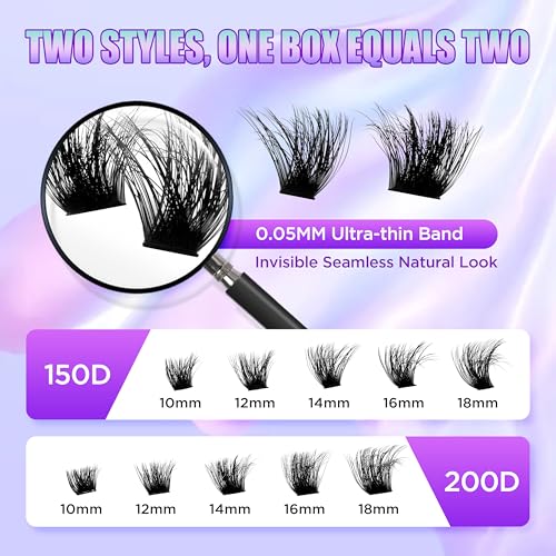 Lash Extension Kit with Bond & Tweezers - 240Pcs Cluster Lashes
