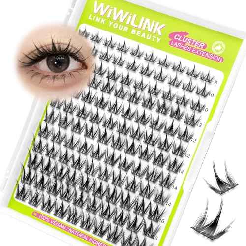 Lash Clusters Manga DIY Lash Extension Anime Eyelash Clusters 8-16mm Spiky Individual Eye Lashes Wispy False Eyelashes D Curl Cosplay Doll Cluster Eyelash Extensions Super Thin Band, G01