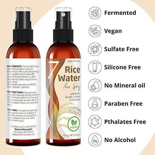 Seven Minerals, Organic Aloe Vera Gel & Fermented Rice Water blended with Rosemary, Biotin, Caffiene, and Keratin