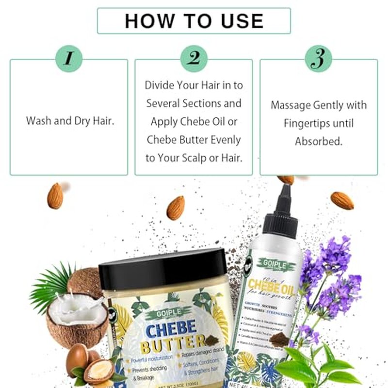 Chebe Hair Growth Oil & Butter for All Hair Types - Deep Moisturization