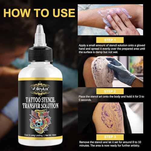 Tattoo Stencil Transfer Gel Solution, Professional Tattoo Stencil Stuff 150ml, Vegan-Friendly Stencil Gel, Fast-Drying and Long-Lasting, Clean and Easy Application, Temporary Supplies