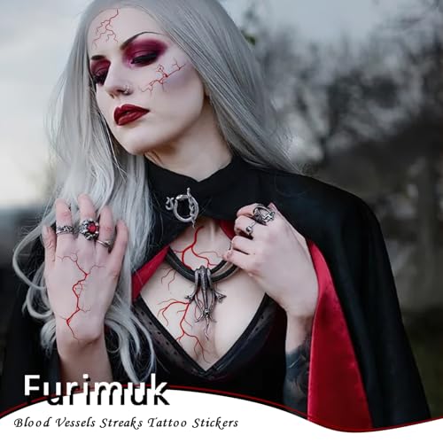 6 Sheets Blood Vessel Face Tattoos Halloween Zombie Vampire Makeup