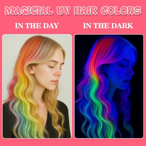 Temporary Hair Chalk 6 Colors - Washable UV Neon Hair Dye
