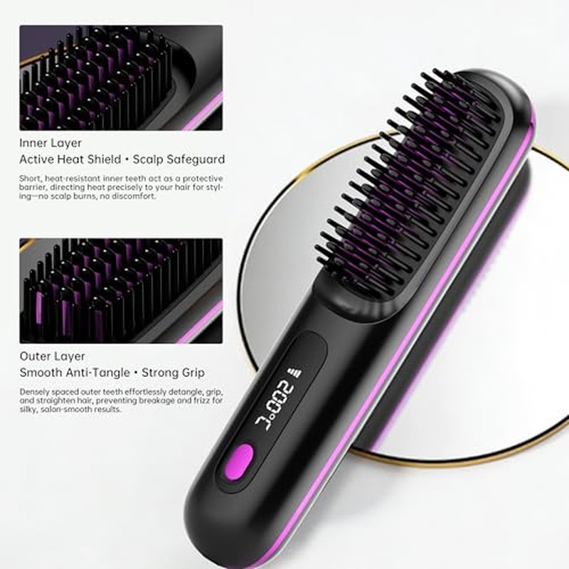 GERY Go Brush Pro Cordless Hair Straightener Comb with LCD Display