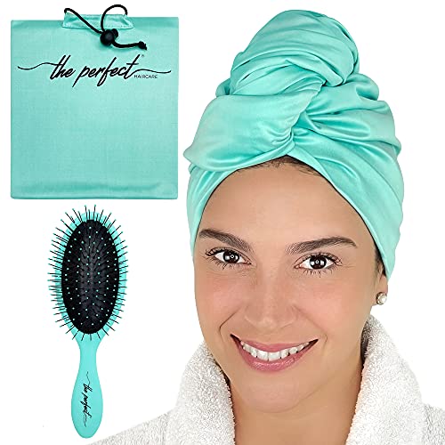 Fast Drying Microfiber Hair Towel Wrap with Detangling Brush
