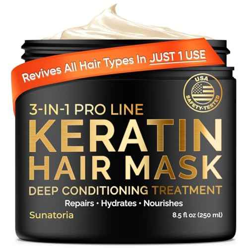 SUNATORIA Keratin Hair Mask - Deep Conditioner for Dry Damaged Hair - Hydrates, Repairs, Nourishes - Keratin Hair Treatment - Deep Conditioning Hair Mask - Keratina Mascarilla Para el Cabello