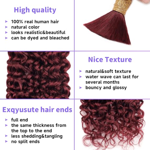 Human Braiding Hair Water Wave Bulk Human Hair For Braiding 100g (1pack-2bundles) No Weft 100% Unprocessed Virgin Human Braiding Hair For Boho Braids Water Wave Micro Braiding Human Hair 14inch #99J