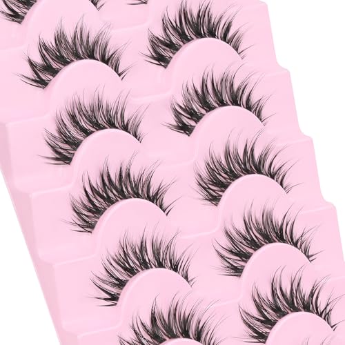 Wispy False Eyelashes 7 Pairs C Curl 10-14mm Natural Look