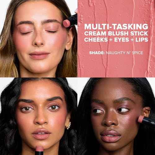 Nudestix Nudies Blush Stick ? 3-in-1 Cream Blush for Cheeks, Eyes & Lips with Built-In Brush | Soft Matte Finish for a Natural Flush