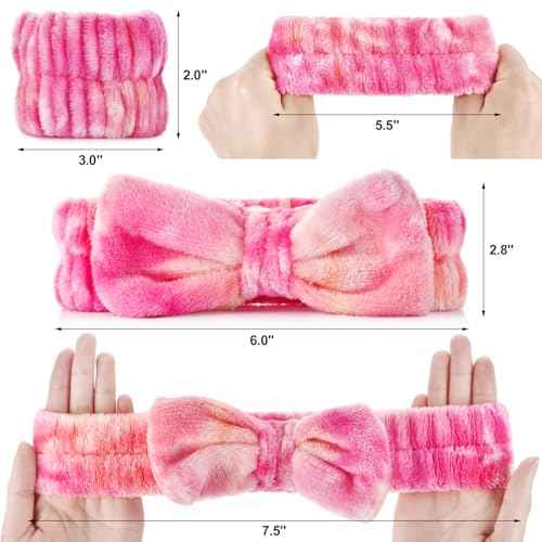 6pcs Headband and Wristband for Face Washing, Makeup Spa Skincare Headband, Skin Care Face Wash Headbands Wrist Bands Tools Set, for Women and Teen Girls Gifts