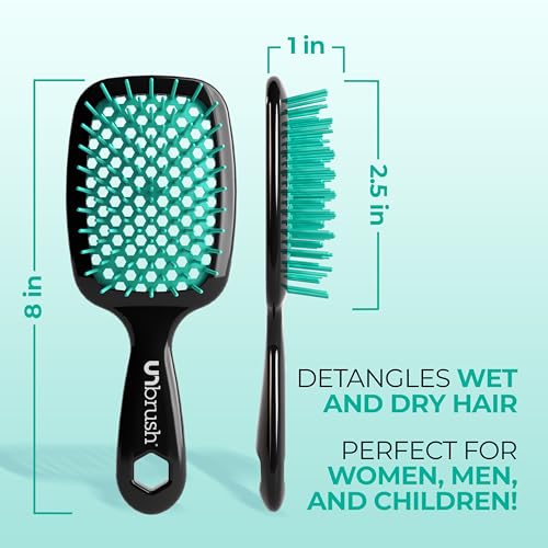 FHI Heat UNbrush Detangling Brush for Pain-Free Brushing on All Wet or Dry Hair Types — Durable DuoFlex Anti-Static Bristles, Lightweight Handle, Vented Hair Brush, Lagoon