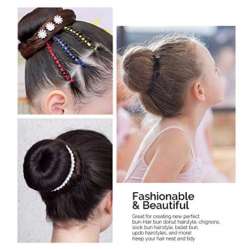 Medium Hair Bun Maker Set - 2pcs Donut Hair Styling Kit Brown
