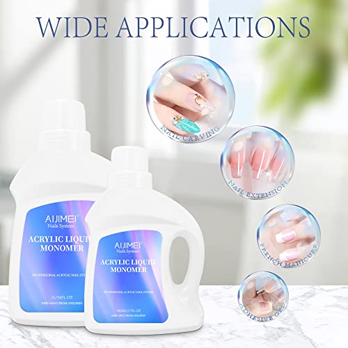AIJIMEI Acrylic Monomer Acrylic Liquid Acrylic Liquid Monomer For Acrylic Powder Acrylic Nail Liquid Monomer For Acrylic Nails Acrylic For Nails Powders & Liquids Acrylic Nail Powder (34 FL.OZ/1L)