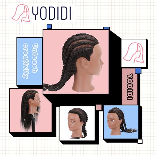 YODIDI 100% Human Hair Mannequin Head 16" with Table Clamp