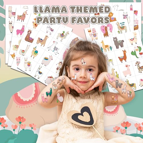 96 PCS Llama Temporary Tattoos - Fiesta Party Favors