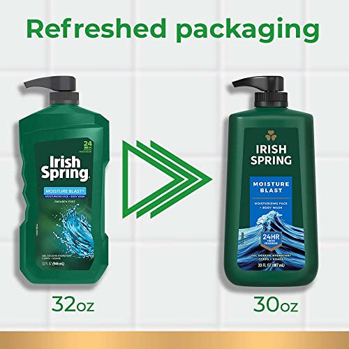 Irish Spring Moisture Blast Body Wash,30 Oz Pump,(Pack of 8)