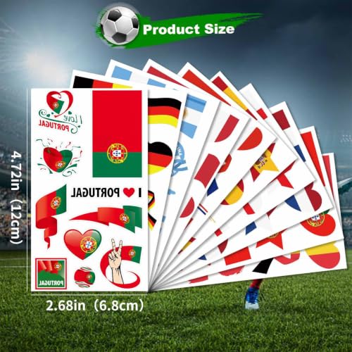 Portugal Flag Temporary Tattoos - 40 Pcs Waterproof Set