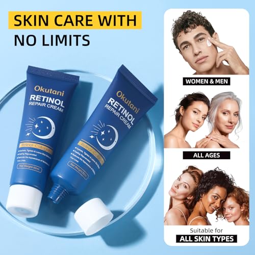 Retinol Cream for Face, Face Moisturizer, Skin Tightening Cream for Face with Collagen and Hyaluronic Acid, Anti-Aging, Firming Skin Care Neck & D?collet? for Day & Night, Instant Lift, 1.7 fl oz