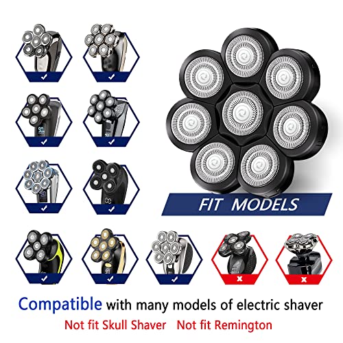 Universal Replacement Heads for Blade,Replacement Blades Compatible with Most Major Head Shaver Brands, Easy-to-Install Electric Razor Shaver Heads for Bald Men. (8 Black)
