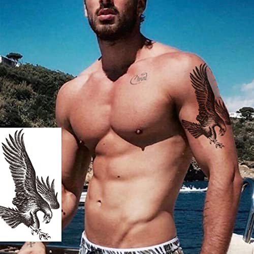 12 Large Eagle Temporary Tattoos Sheet - Waterproof Body Sticker