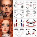 8 Sheets Halloween Eyeshadow Face Eye Makeup Tattoo Stickers Spider Web Horror Temporary Tattoos for Halloween Carnival Party Decoration