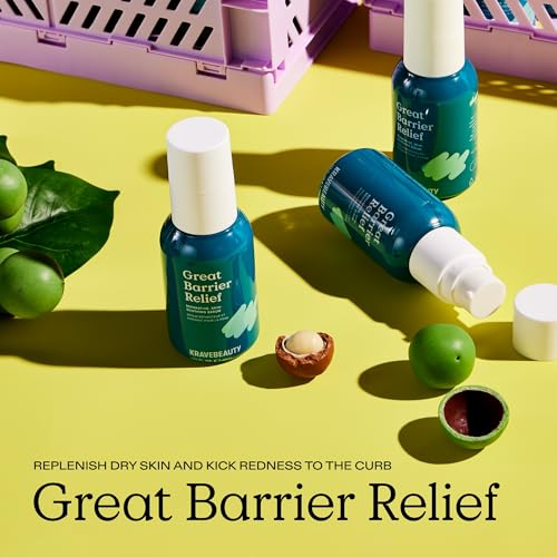 KraveBeauty Great Barrier Relief Serum for Dry or Sensitive Skin, Hydrates and Repairs the Skin Barrier, Soothing Facial Serum with Ceramides & Niacinamide, Fragrance Free, 100 mL