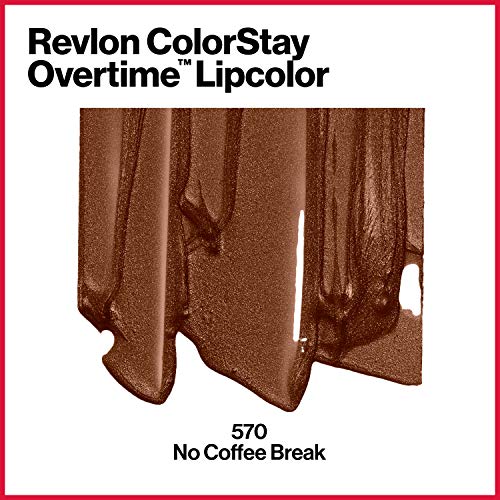 Revlon Liquid Lipstick with Clear Lip Gloss, ColorStay Face Makeup, Overtime Lipcolor, Dual Ended with Vitamin E in Nude, No Coffee Break (570), 0.07 Oz