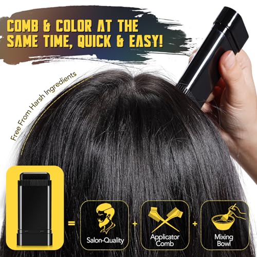 2-in-1 Hair Dye Comb Stick for Instant Gray Coverage - Black