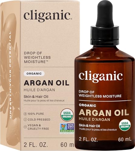 Cliganic Organic Argan Oil | 100% Pure Cold Pressed for Hair & Skin